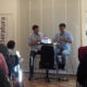 Andrea Fazioli (a destra) dialoga con Yari Bernasconi alla Casa della Letteratura a Lugano