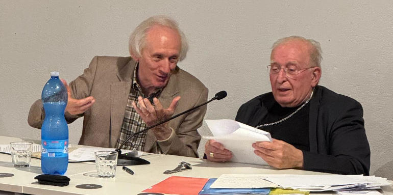 Giuseppe Zois con Don Mino Grampa a Melide