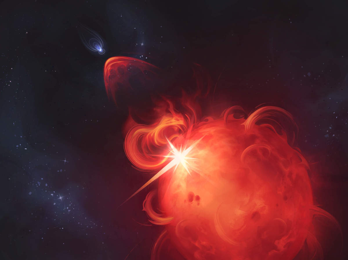 Rappresentazione artistica di un'esplosione su una stella diversa dal Sole (Fonte: ESA)