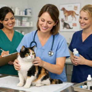 Gatta in studio veterinario