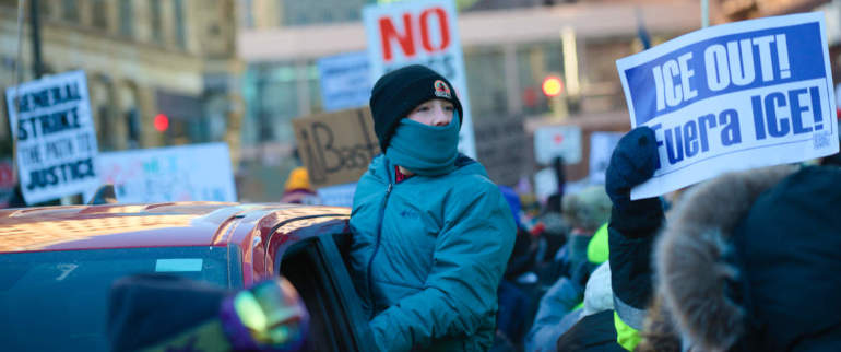 Proteste contro la polizia federale ICE a Minneapolis, 23 gennaio 2026
