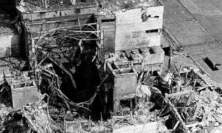 Il quarto reattore della centrale di Černobyl' diversi mesi dopo l'esplosione