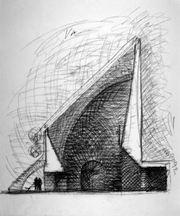 Chiesa di Mogno - Schizzo dell'arch. Botta