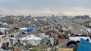 Rovine di Beit Lahia, nella Striscia di Gaza, distrutta dai bombardamenti israeliani, 23 febbraio 2025